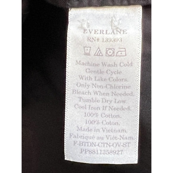 EVERLANE Mens Size 10 Button Down Long Sleeve Shirt Black - Picture 6 of 9